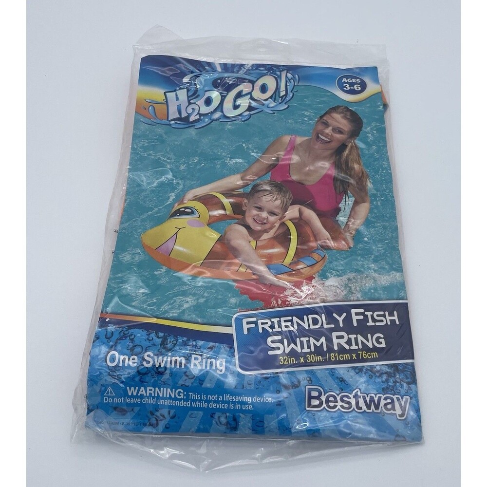 Bestway H2O GO Inflatable Orange Fish Swim Ring Float Age 3-6 NEW SEALED